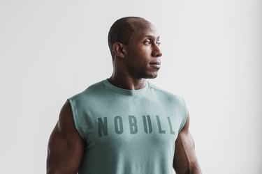 Nobull Sleeveless Men's T Shirts Blue | Australia (VS0263)